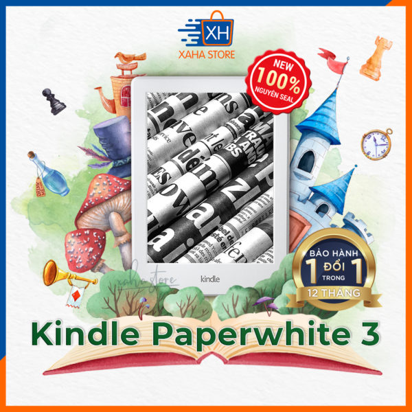 Máy đọc sách Kindle Paperwhite 3 (7th Generation) – 4GB – Đen/Trắng – New Sealed 100%